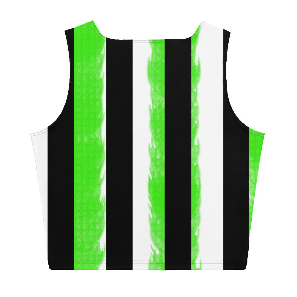 Striped Black and Green, Womens Crop Top