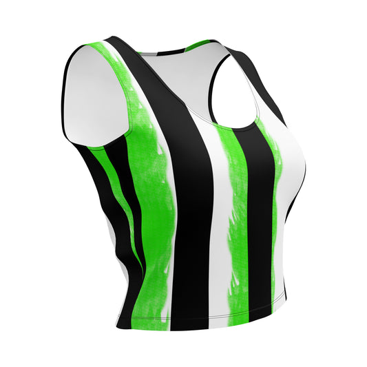 Striped Black and Green, Womens Crop Top