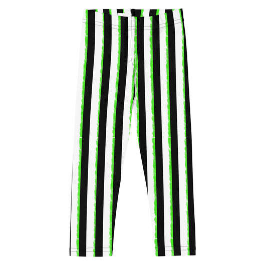 Striped Black and Green, Kids Toddler Leggings