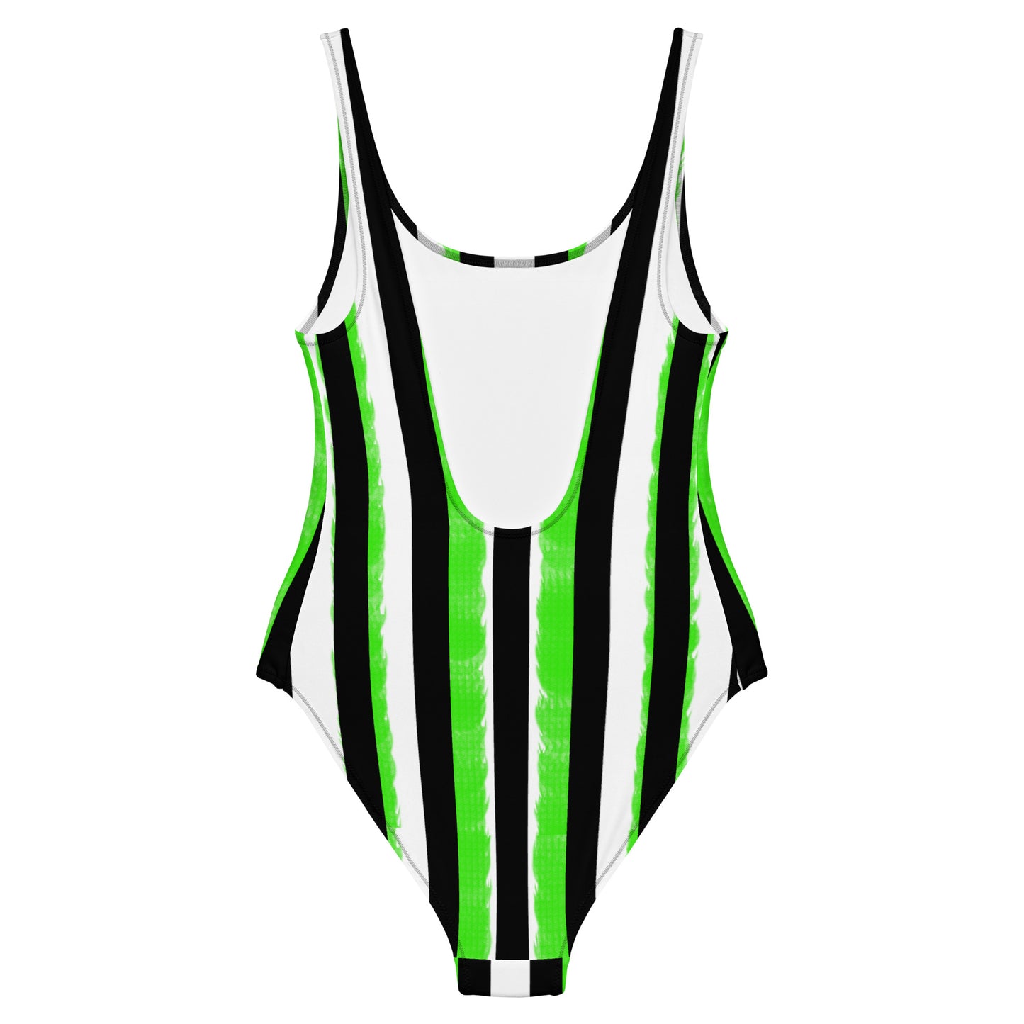 Striped Black and Green, Womens Swim One-Piece