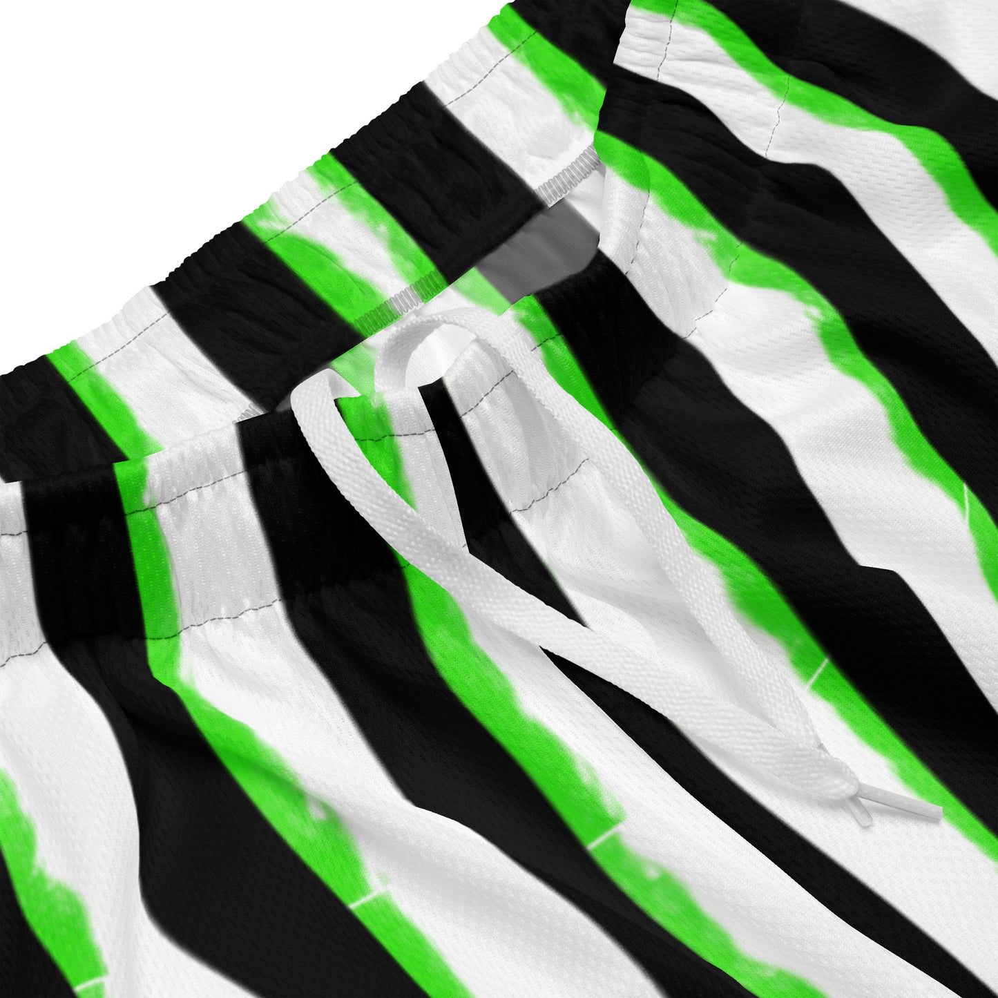 Striped Black and Green, Unisex Mesh Shorts