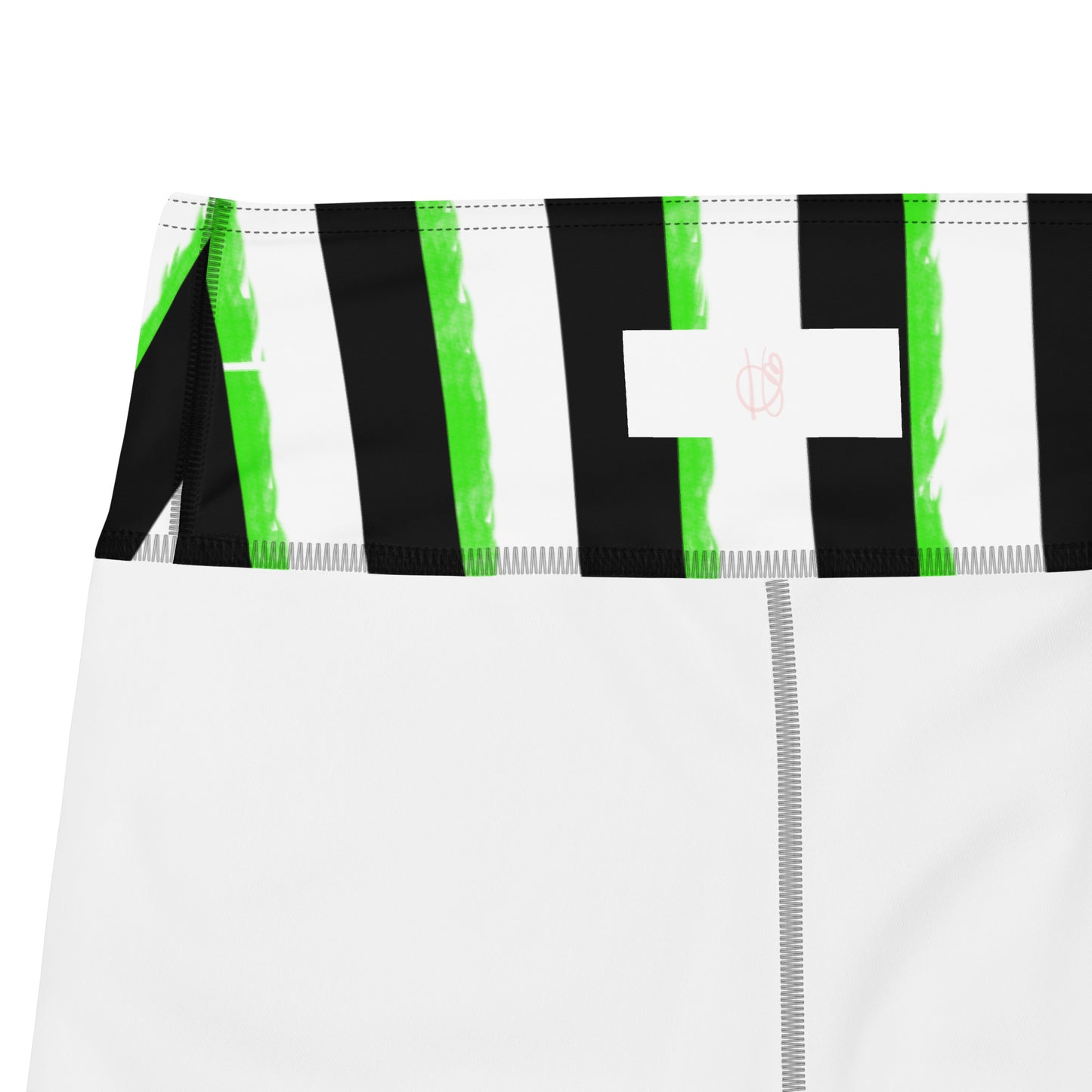 Striped Black and Green, Womens Yoga Shorts