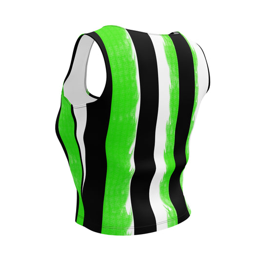 Striped Black and Green, Womens Crop Top