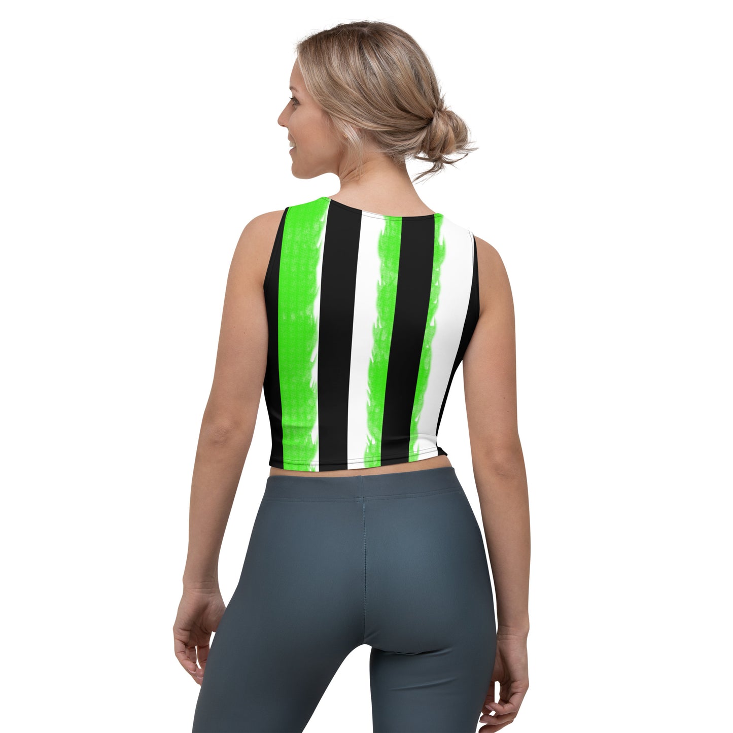 Striped Black and Green Crop Top