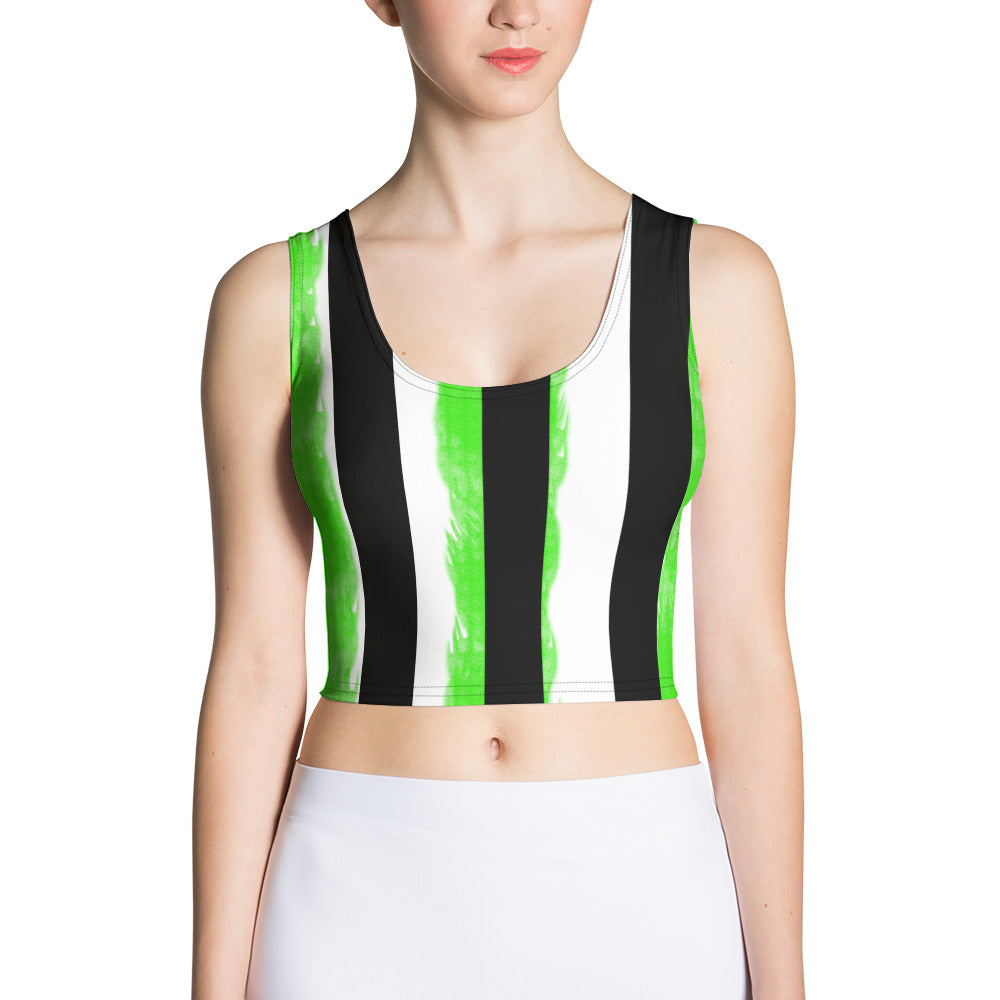 Striped Black and Green Crop Top