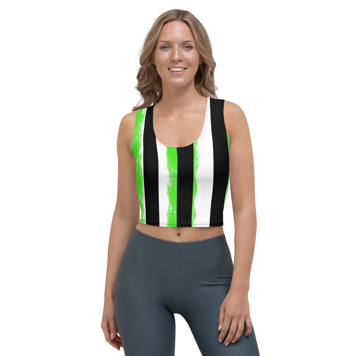 Striped Black and Green Crop Top