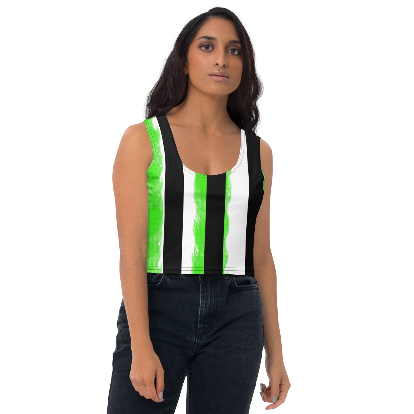 Striped Black and Green Crop Top