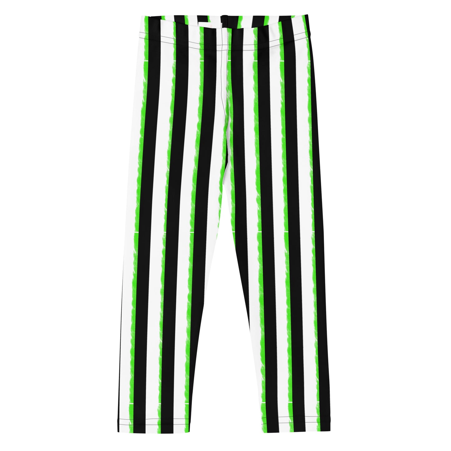 Striped Black with Green Kid's Leggings