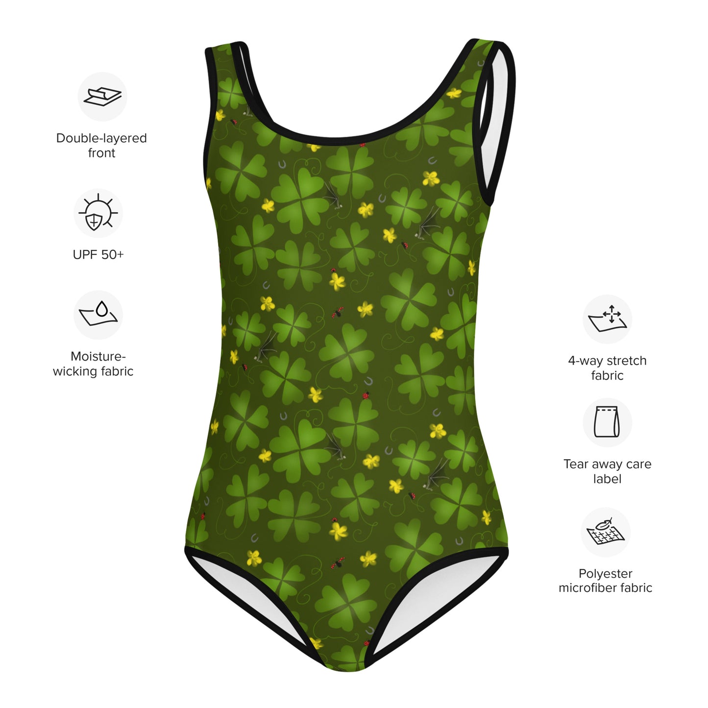 Lucky Clover, All-Over Print Kids Swimsuit