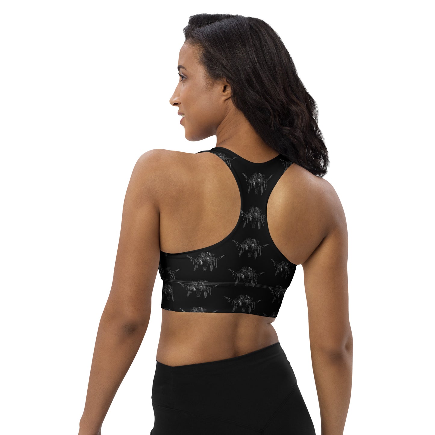 Western Skull Longline sports bra