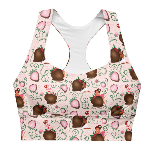 Chocolate Strawberry, Womens, Longline sports bra