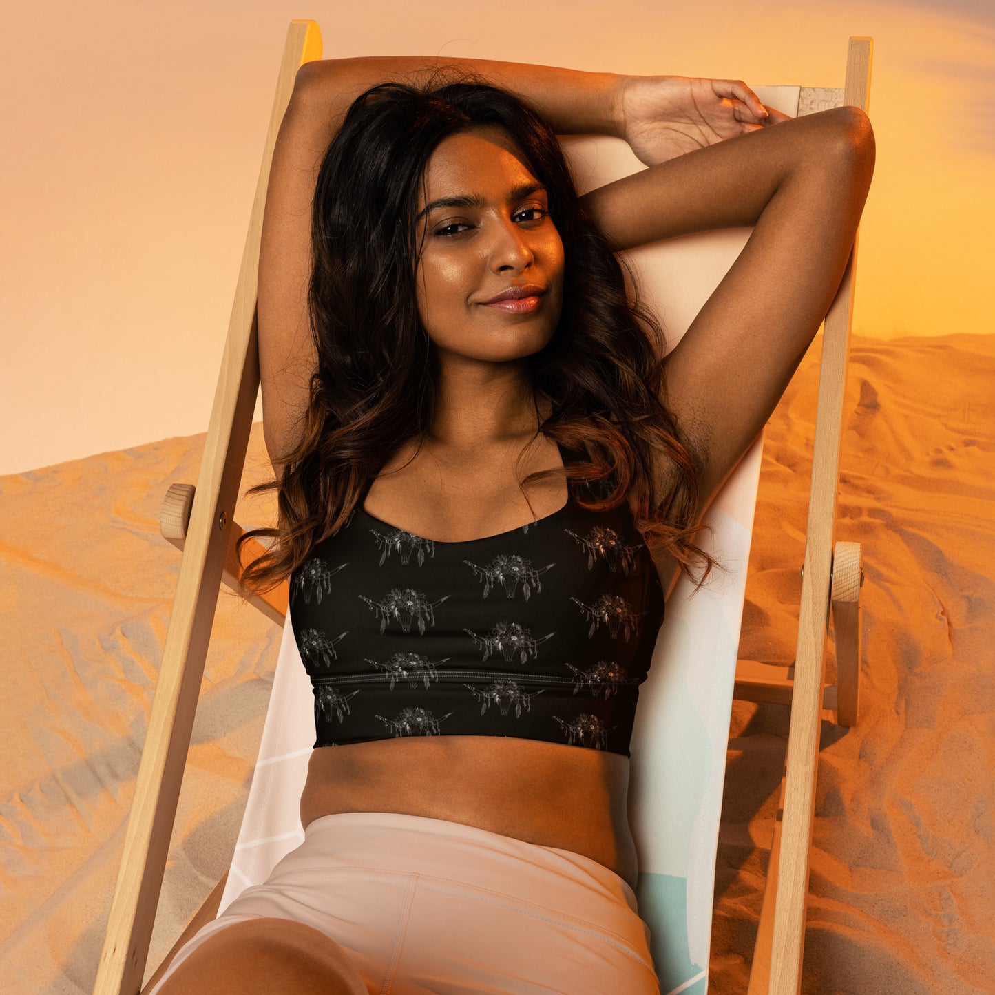 Western Skull Longline sports bra