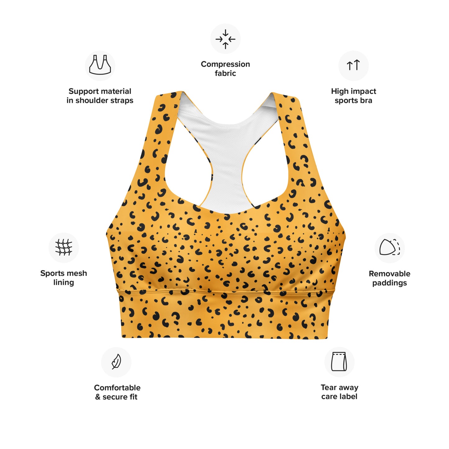 Cheetah Print Longline sports bra