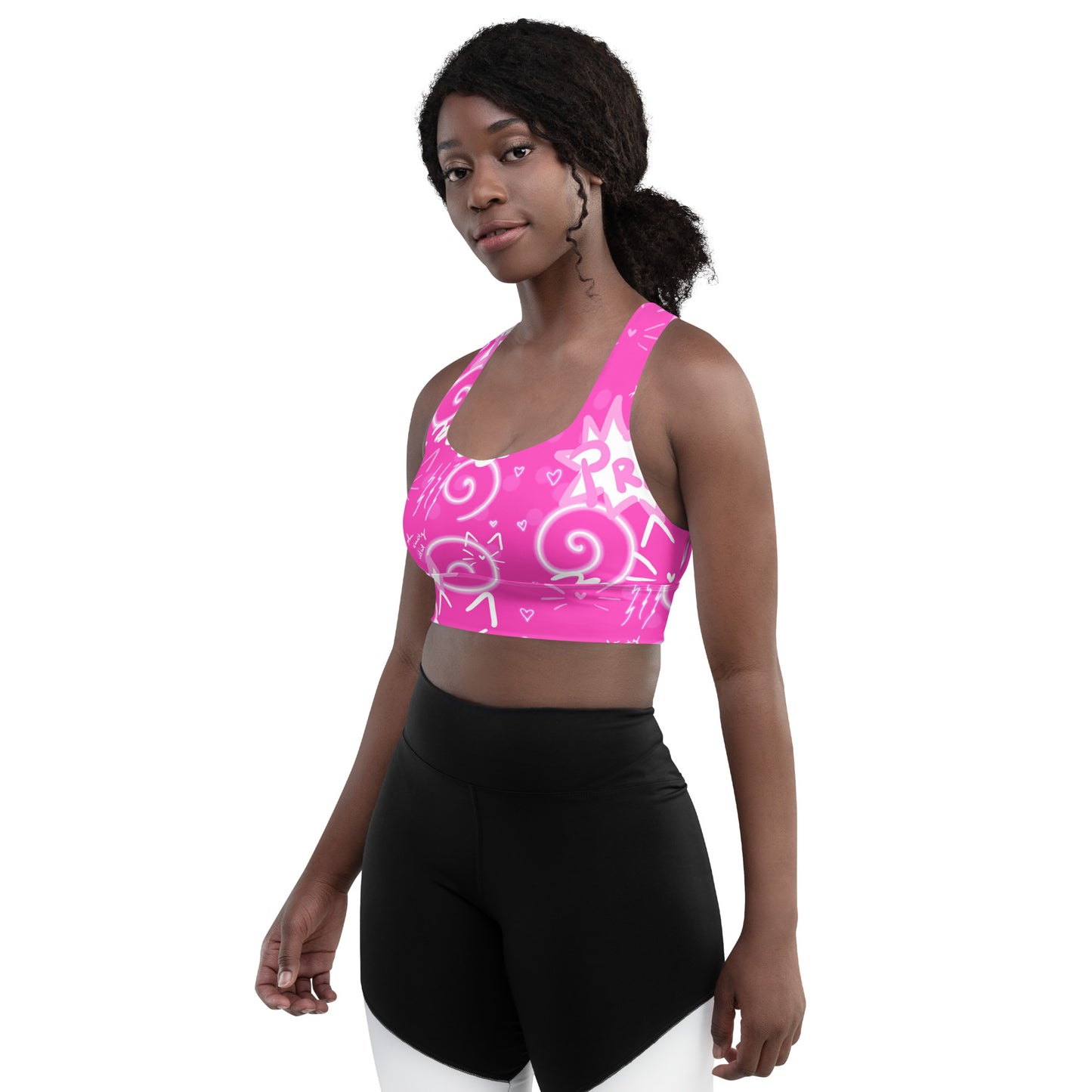 Pink Kitty Longline sports bra