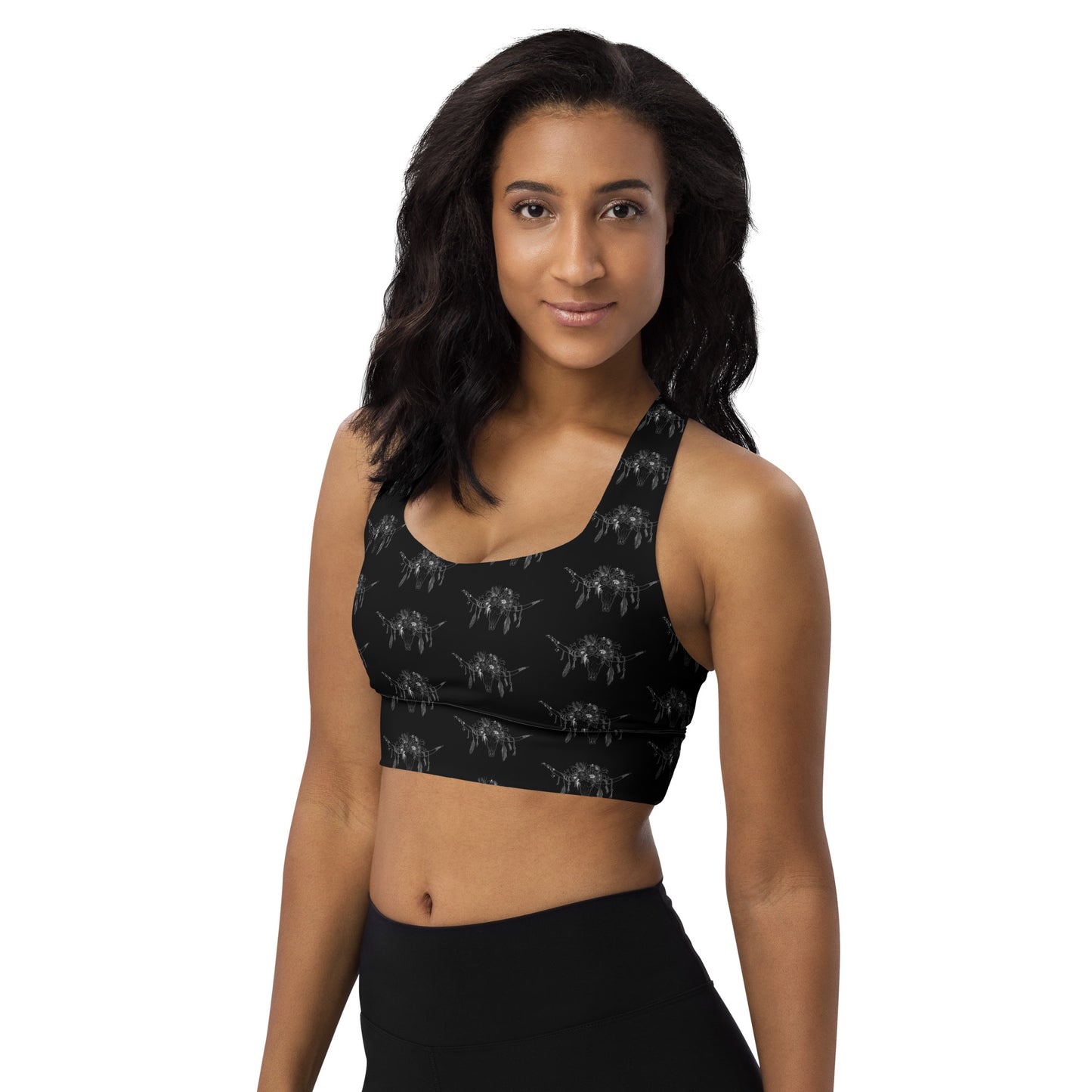 Western Skull Longline sports bra