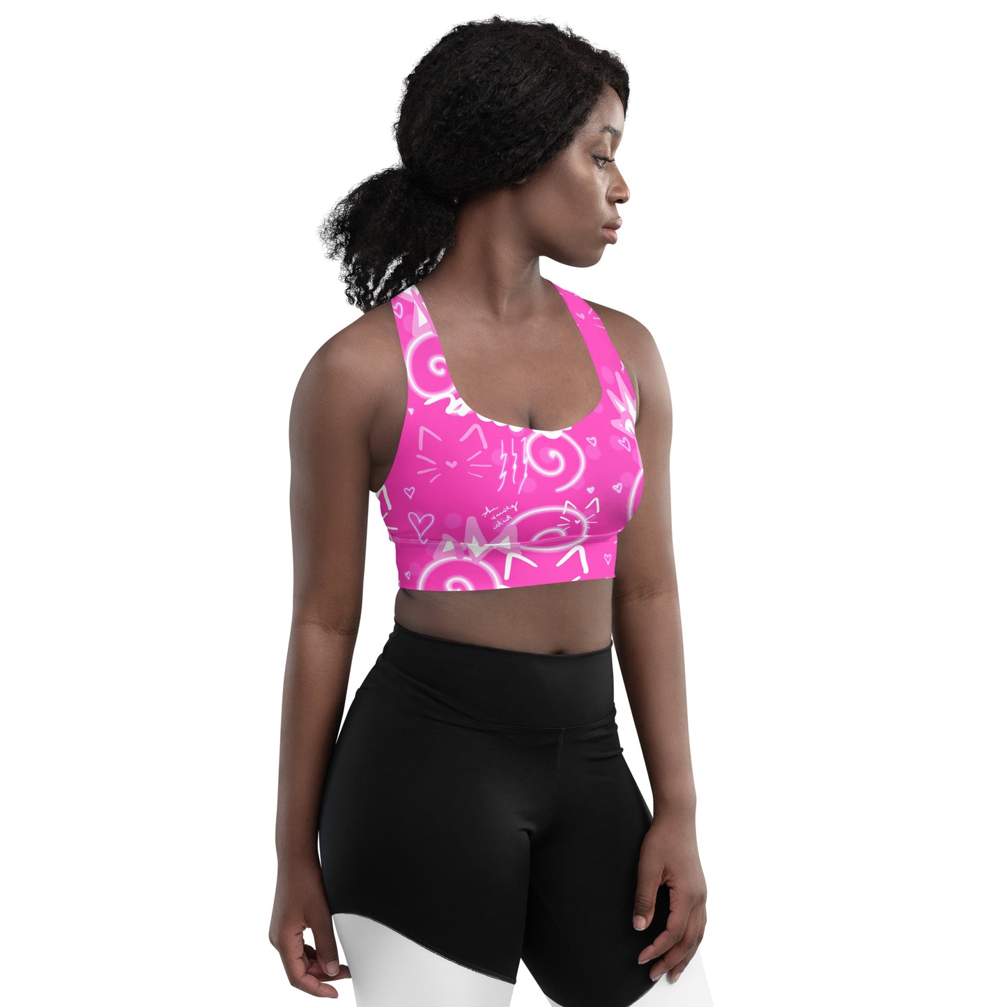 Pink Kitty Longline sports bra