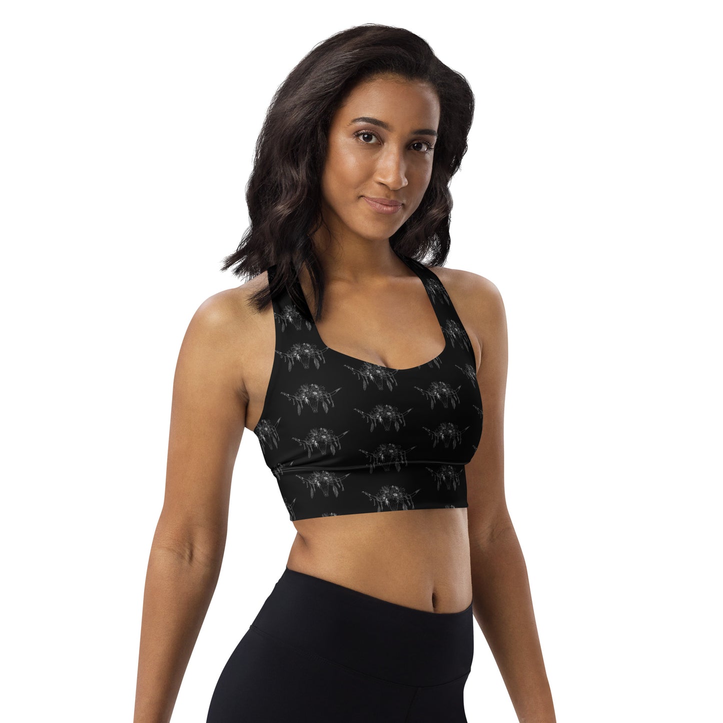 Western Skull Longline sports bra