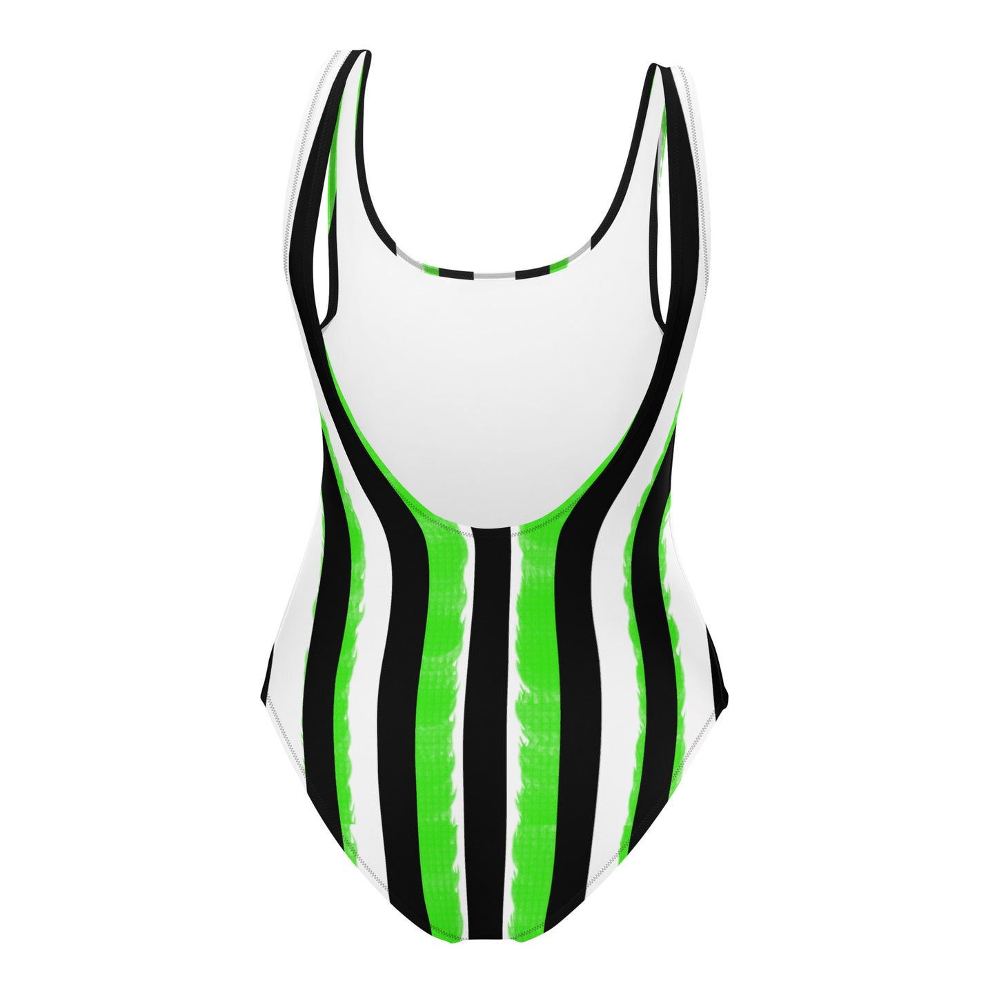 Striped Black with Green One-Piece Swimsuit