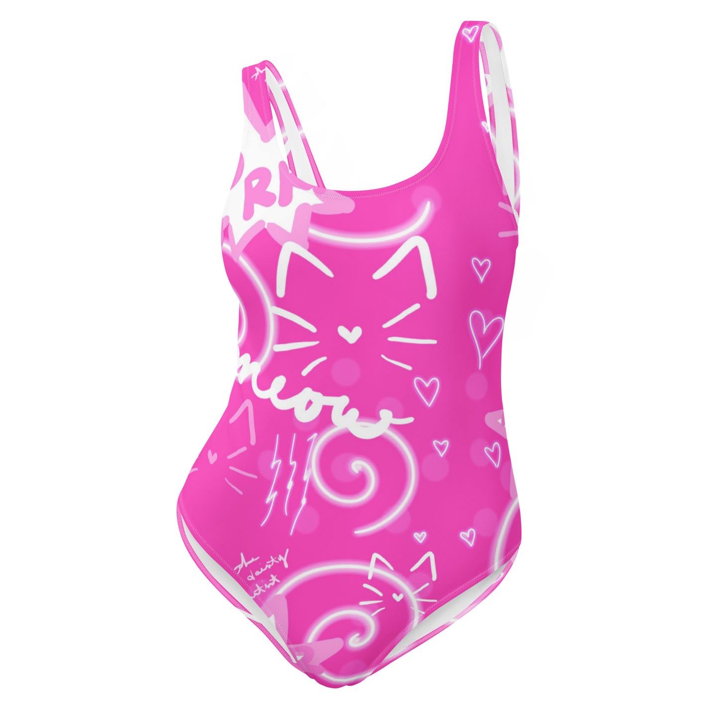 Pink Kitty, One-Piece Swimsuit