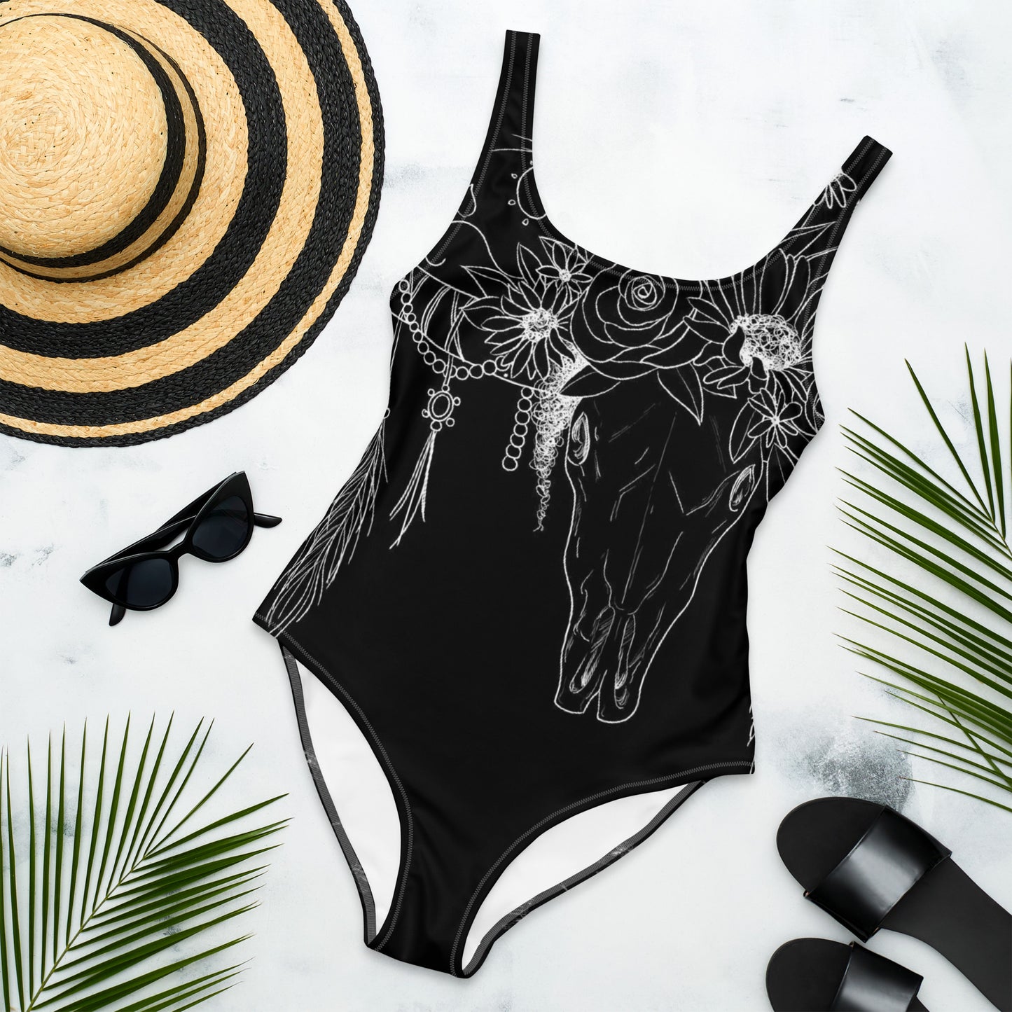 Western Skull One-Piece Swimsuit