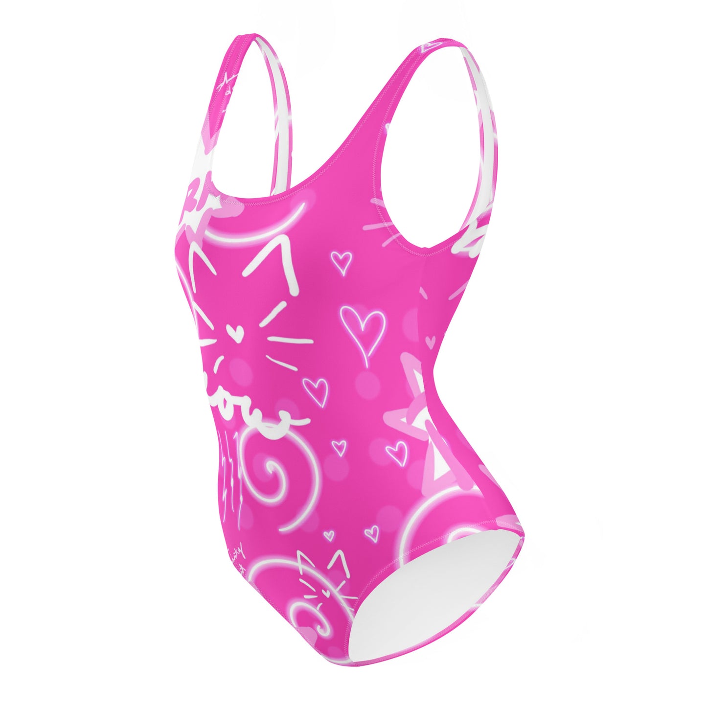 Pink Kitty, One-Piece Swimsuit