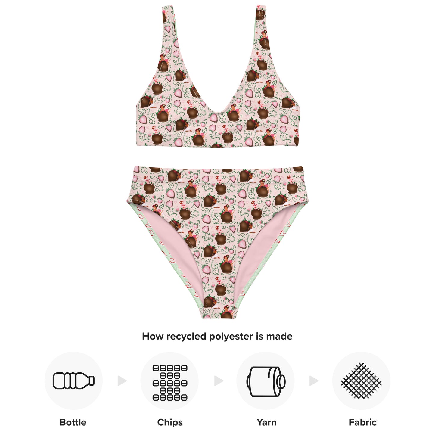 Chocolate Strawberry Recycled high-waisted bikini