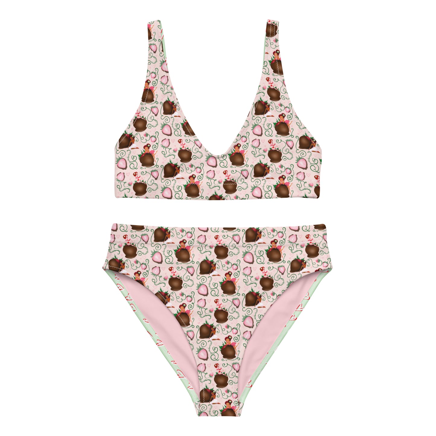 Chocolate Strawberry Recycled high-waisted bikini