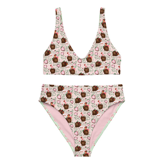 Chocolate Strawberry Recycled high-waisted bikini