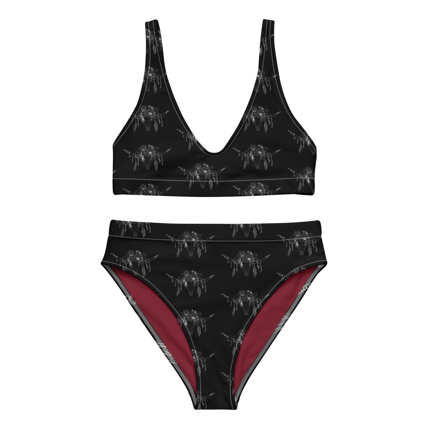 Western Skull Recycled high-waisted bikini