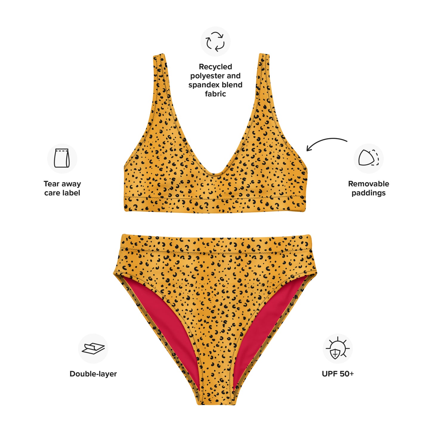 Cheetah Print Recycled high-waisted bikini