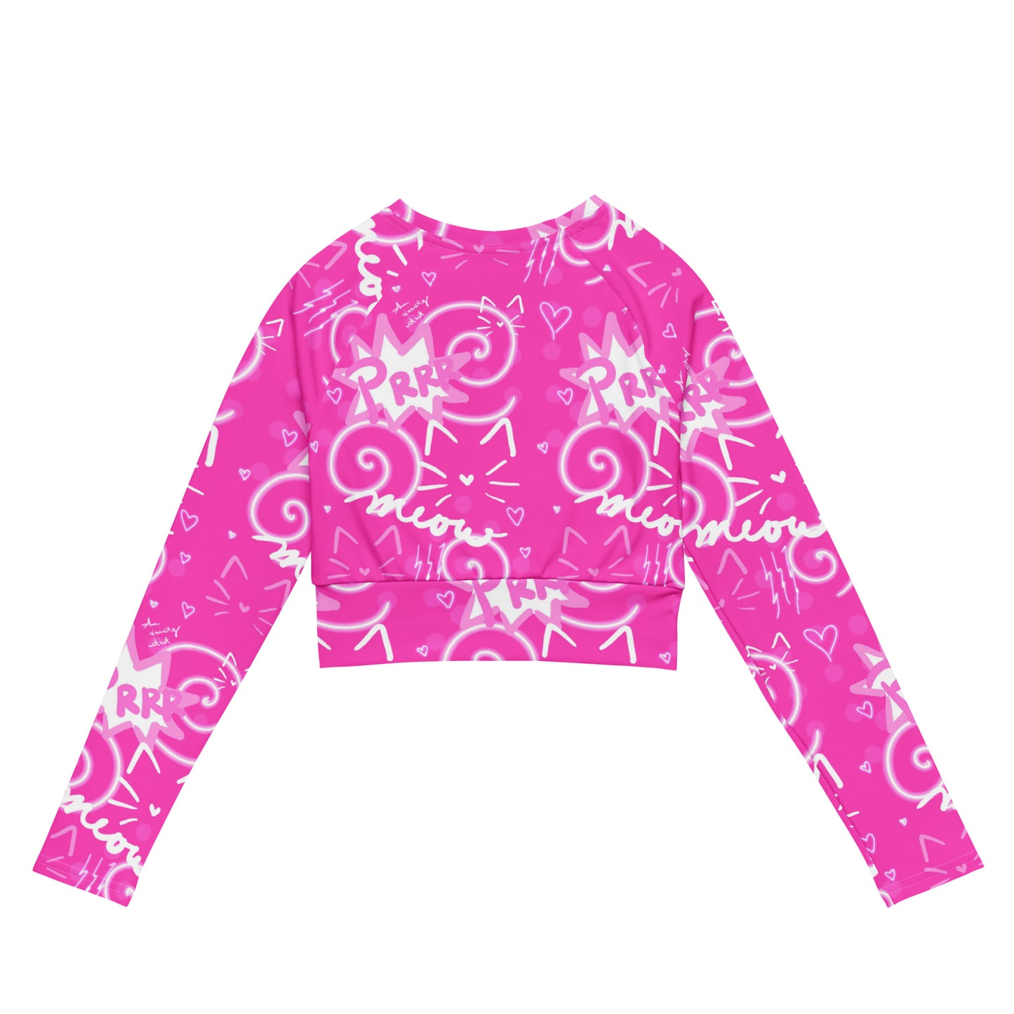 Pink Kitty Top, Recycled long-sleeve crop top