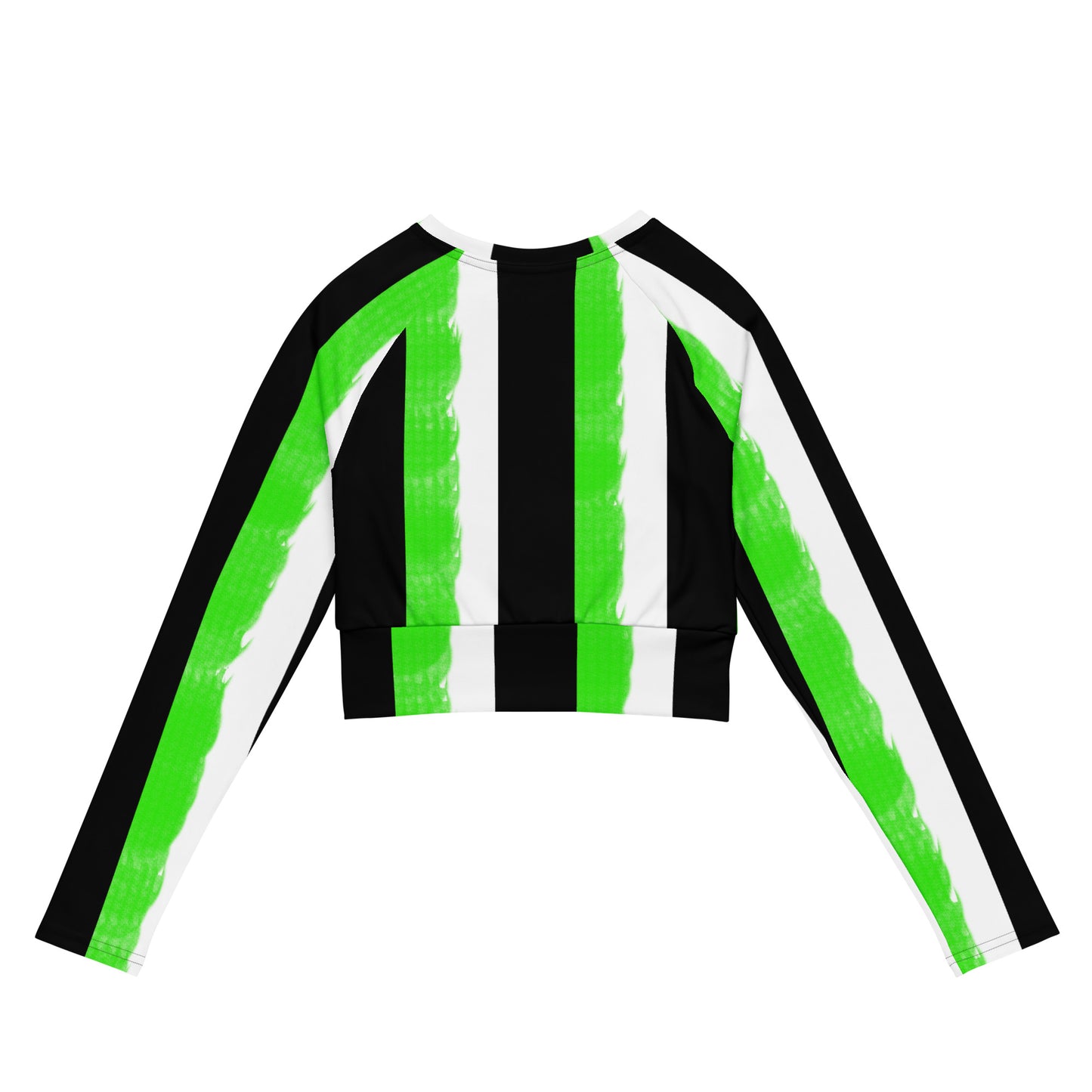 Striped Black With Green Recycled long-sleeve crop top