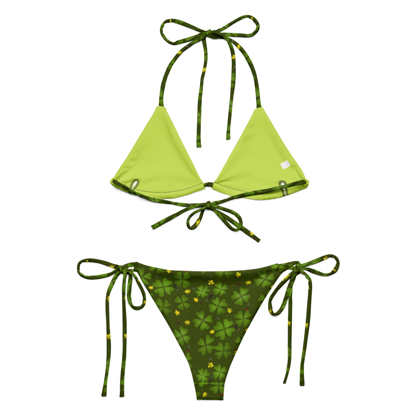 Lucky Clover, All-over print recycled string bikini