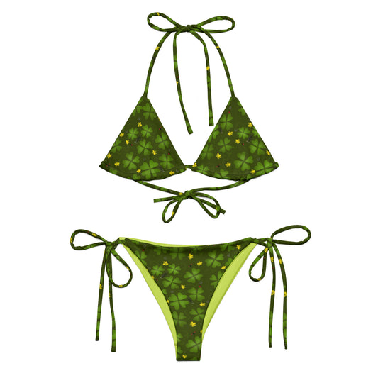 Lucky Clover, All-over print recycled string bikini