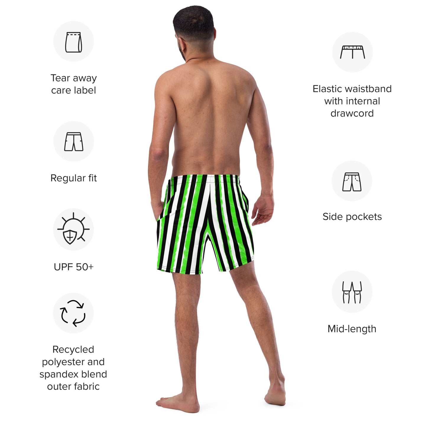 Stride Black and Green Men's swim trunks