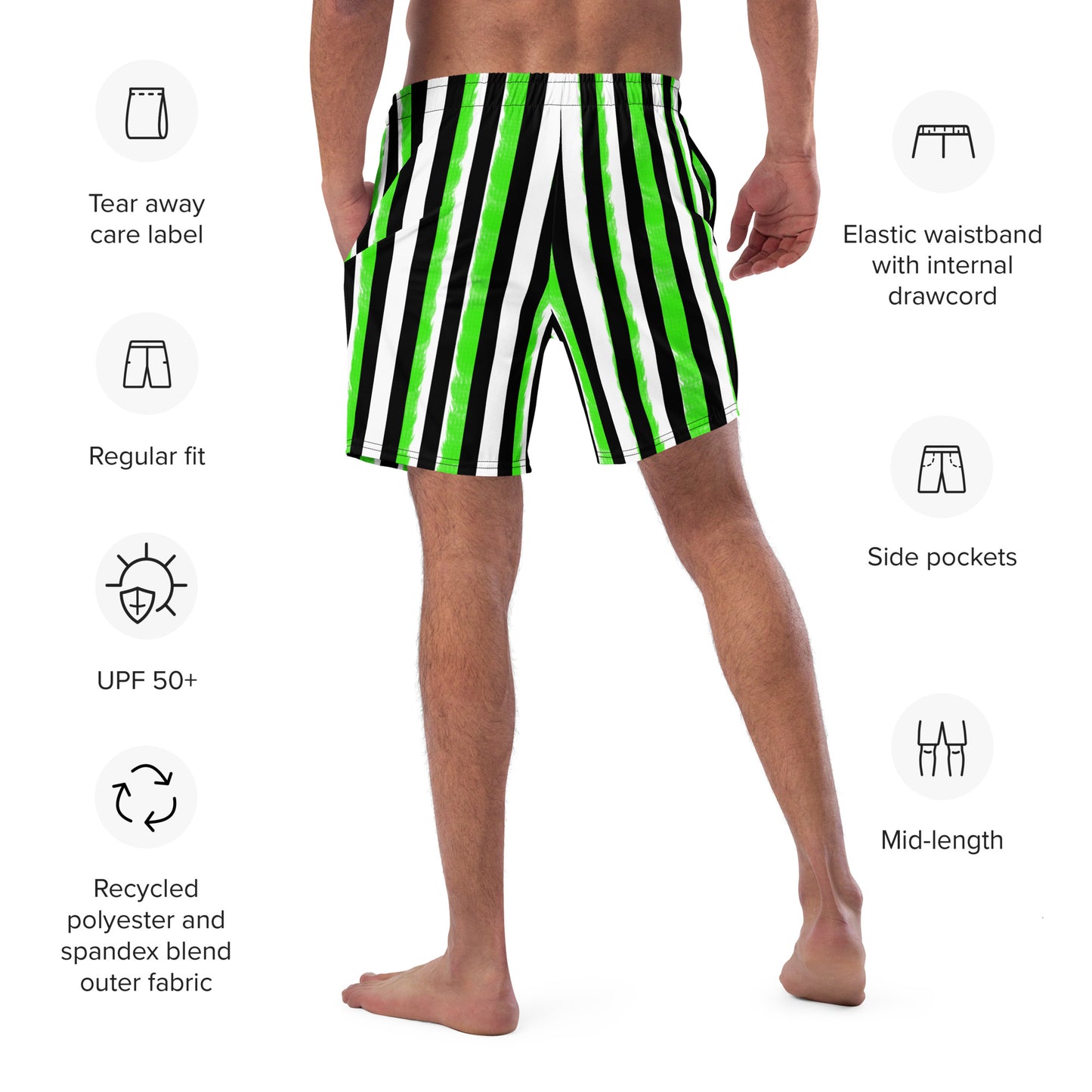 Stride Black and Green Men's swim trunks