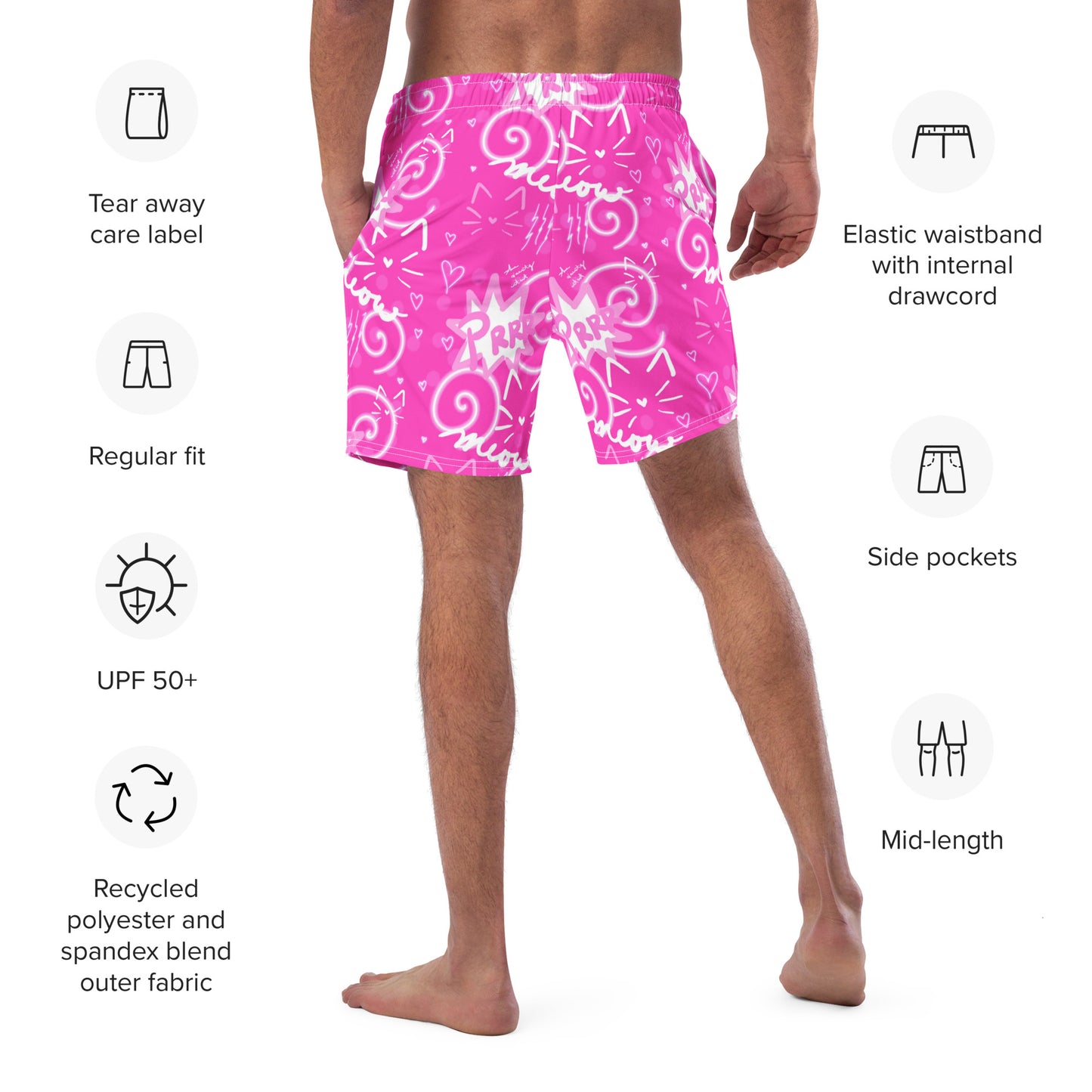 Pink Kitty Men's swim trunks