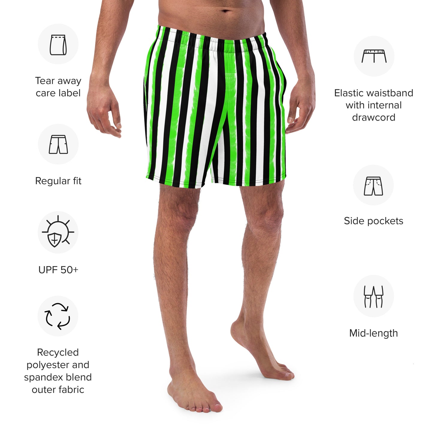 Stride Black and Green Men's swim trunks