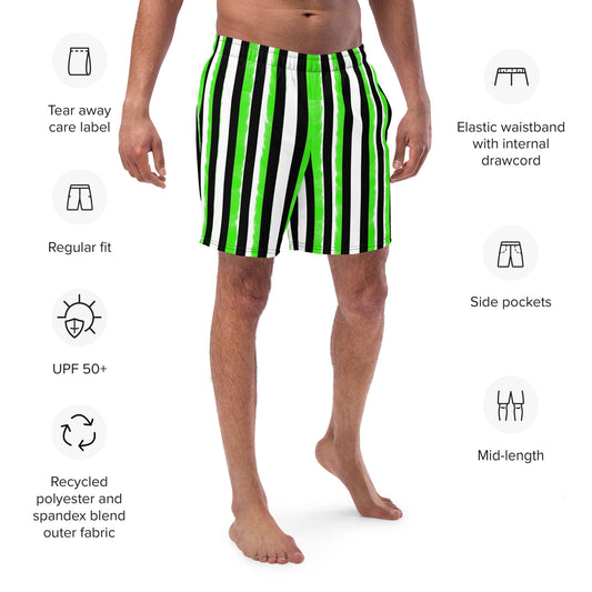 Stride Black and Green Men's swim trunks