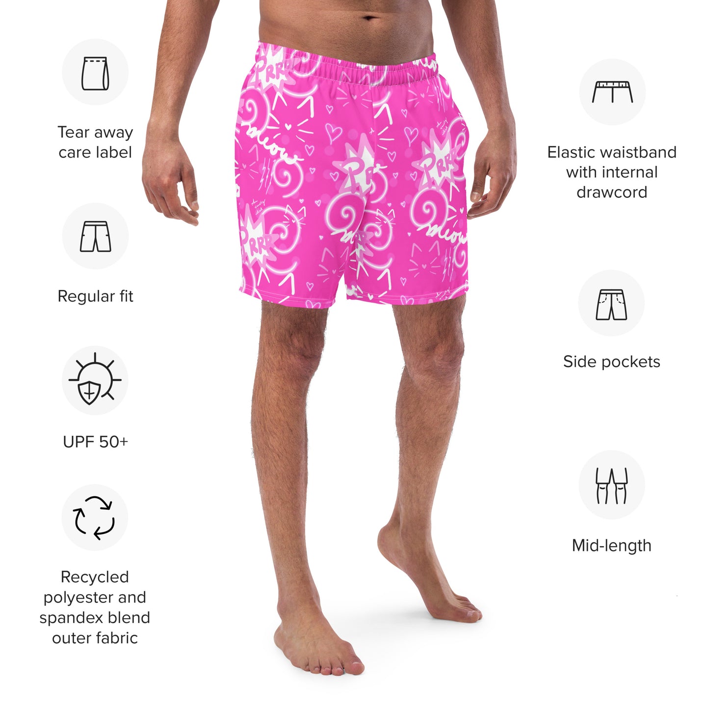 Pink Kitty Men's swim trunks