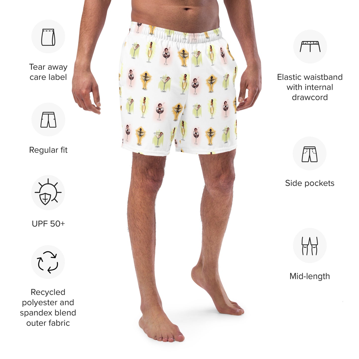 Pin Up Drink Up, Men's swim trunks