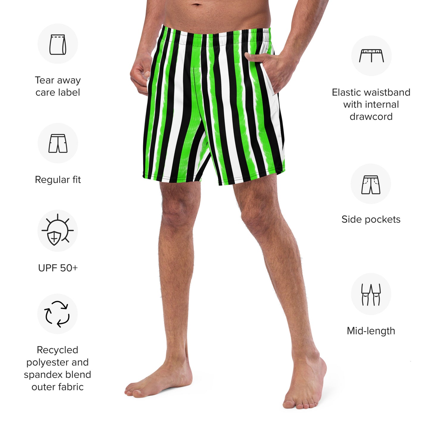 Stride Black and Green Men's swim trunks