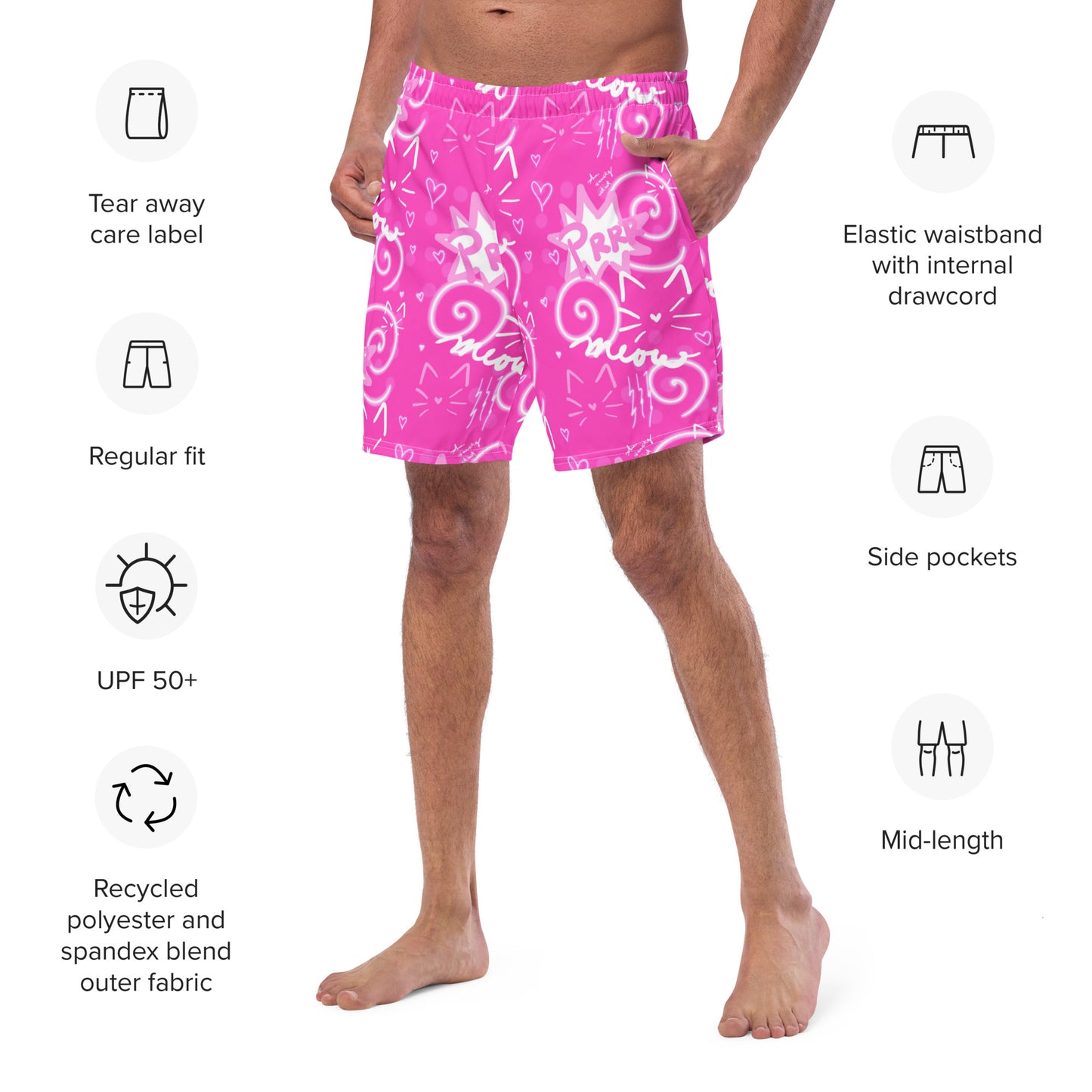 Pink Kitty Men's swim trunks