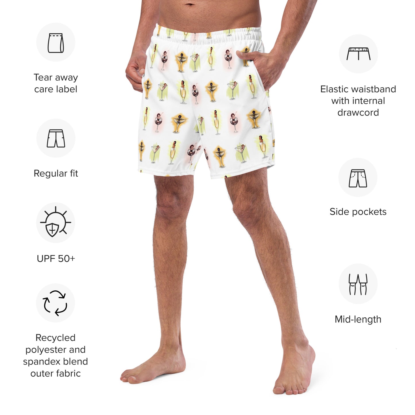 Pin Up Drink Up, Men's swim trunks