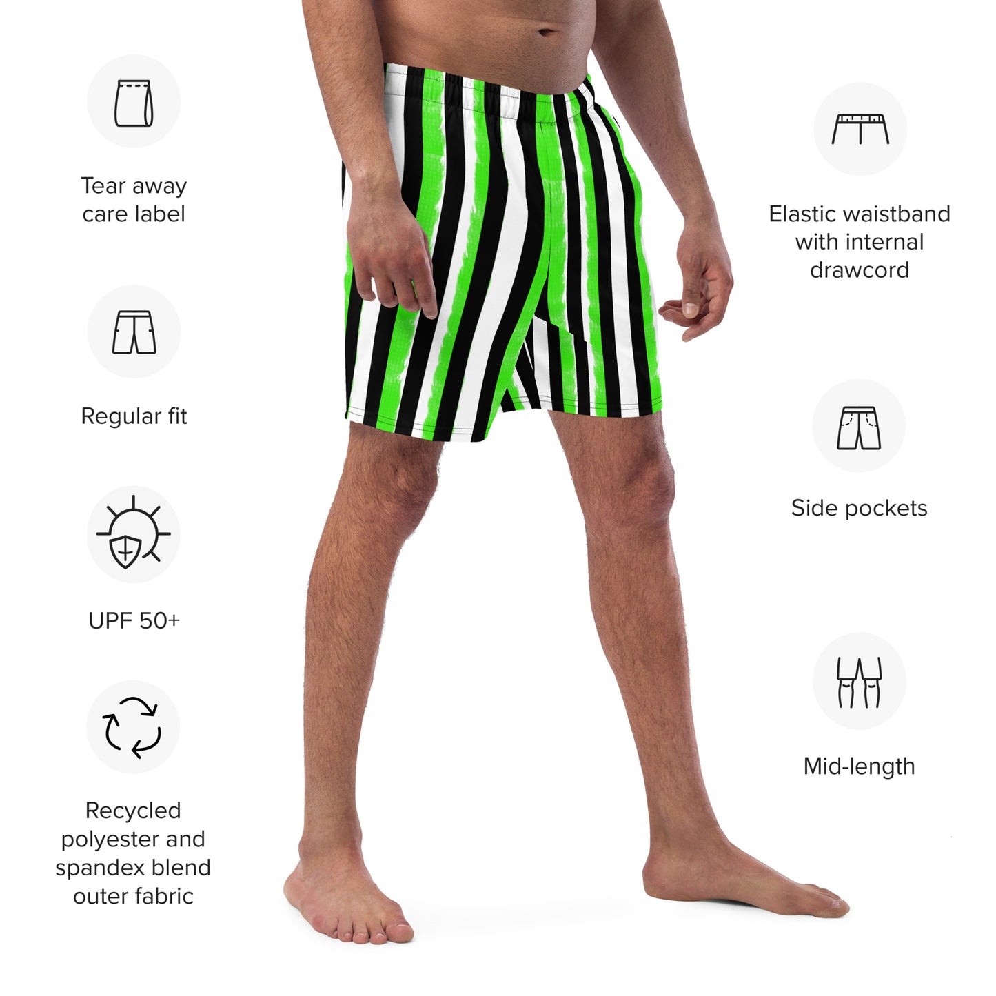 Stride Black and Green Men's swim trunks