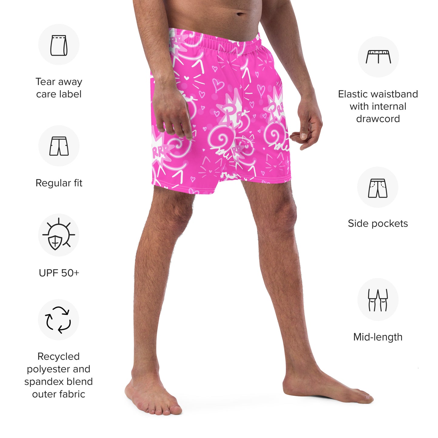 Pink Kitty Men's swim trunks