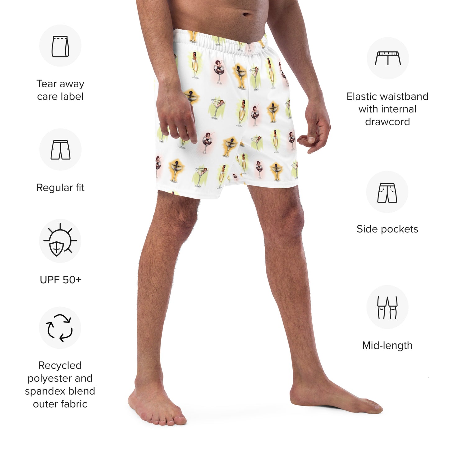 Pin Up Drink Up, Men's swim trunks