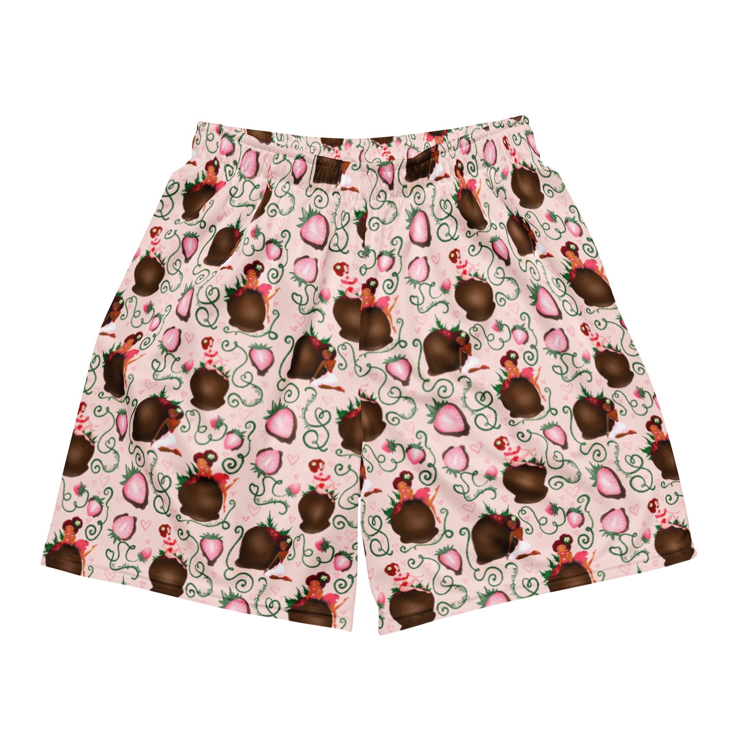 Chocolate Strawberry Unisex mesh shorts