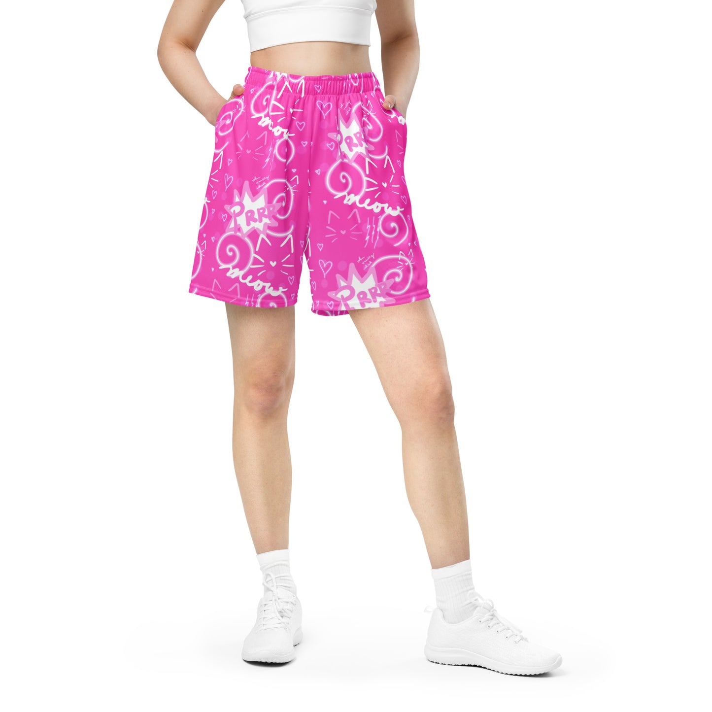 Pink Kitty, Unisex mesh shorts