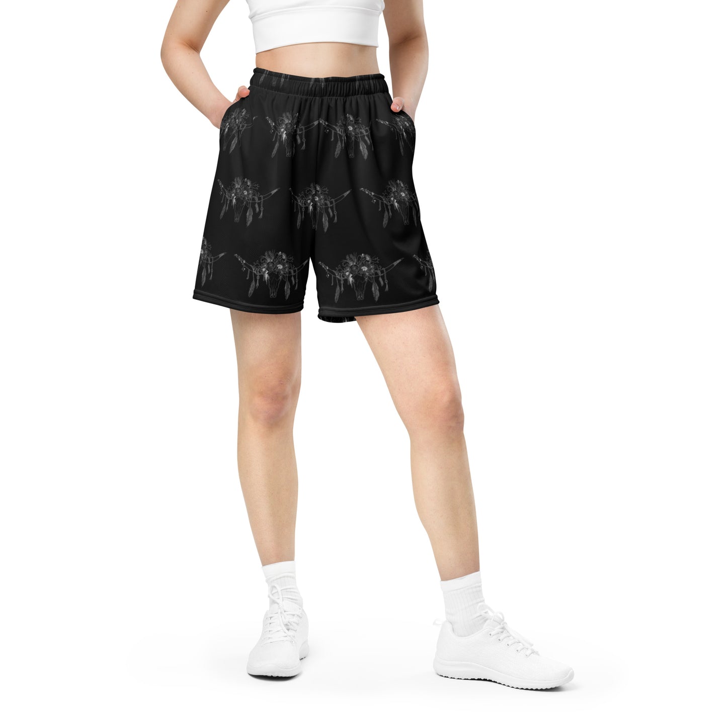 Western Skull Unisex mesh shorts